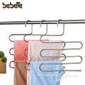 S-type Multi-Purpose Stainless Steel Magic Space Saver Storage Pants Hanger Rack for Hanging Jeans Scarf Tie